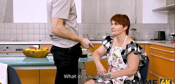 SHAME4K. Redheaded chubby is down to show curious boy all her sex skills